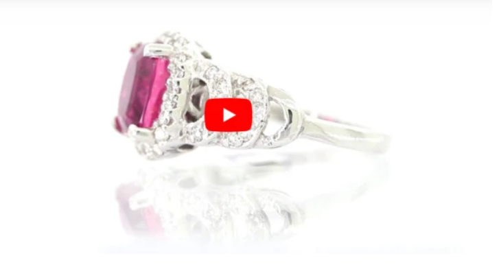 2.18 CT Emerald Pink Tourmaline Diamond Ring 0.45 CT TW 14K White Gold PTR001 - NorthandSouthJewelry