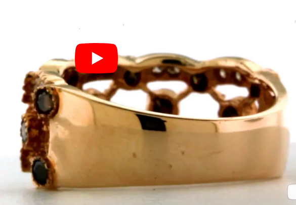 Gapped Chocolate &amp; White Diamond Anniversary Band 1.08 ct tw Round-cut 14K Rose Gold DIR015 - NorthandSouthJewelry