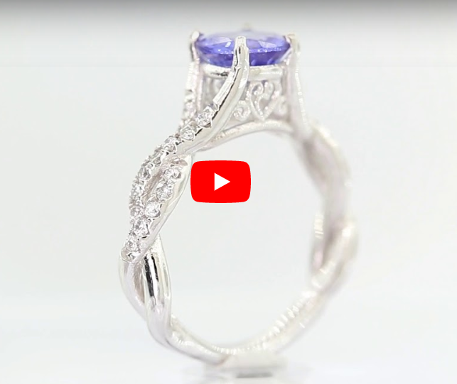 1.25 CT Tanzanite Diamond Ring 0.30 CT TW 14K White Gold TZR006 - NorthandSouthJewelry