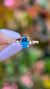 Bella 7x5mm 0.75ct Oval London Blue Topaz Spaced Diamond Ring 14K Gold DFR037
