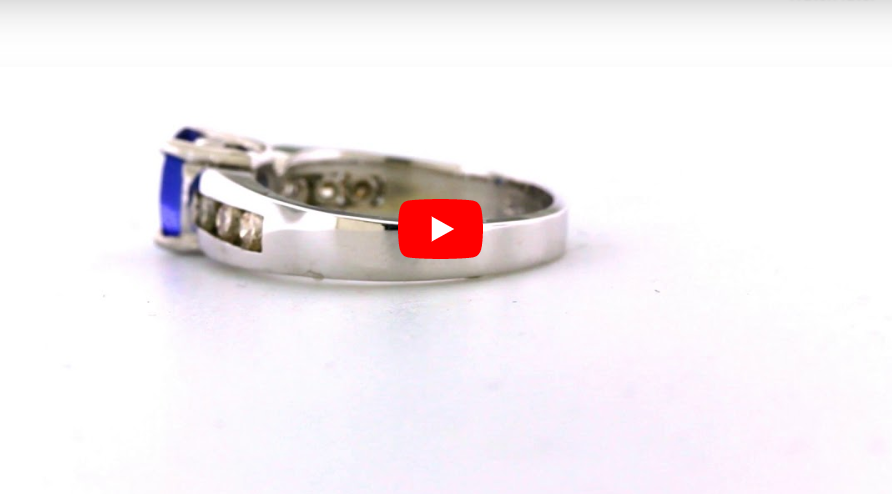 0.87 CT Tanzanite Diamond Ring 0.36 CT TW 14K White Gold TZR005 - NorthandSouthJewelry