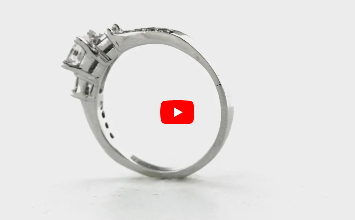 Three Stone Princess Diamond Engagement Ring 0.73 ct tw 14K White Gold DENG020 - NorthandSouthJewelry