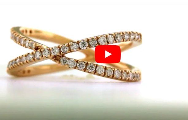 X Cross Diamond Band 0.39 ct tw Round-cut 14K Rose Gold BAN020 - NorthandSouthJewelry