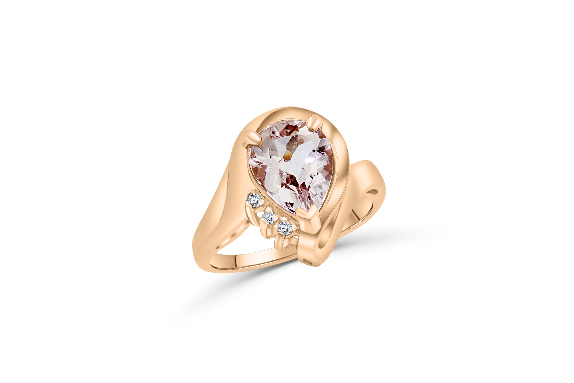 1.86 CT Pear Morganite Diamond Ring 0.03 CT TW Diamonds 14K Rose Gold MGR005 - NorthandSouthJewelry
