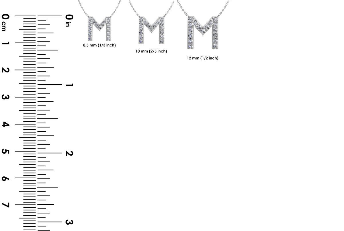 Initial M Diamond Pendant 14K Gold DIP013