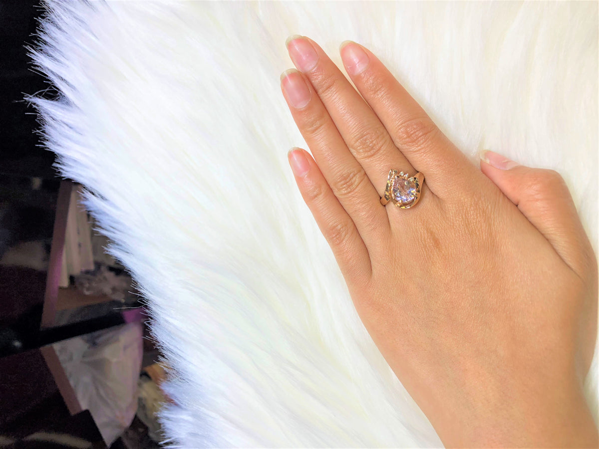 1.86 CT Pear Morganite Diamond Ring 0.03 CT TW Diamonds 14K Rose Gold MGR005 - NorthandSouthJewelry