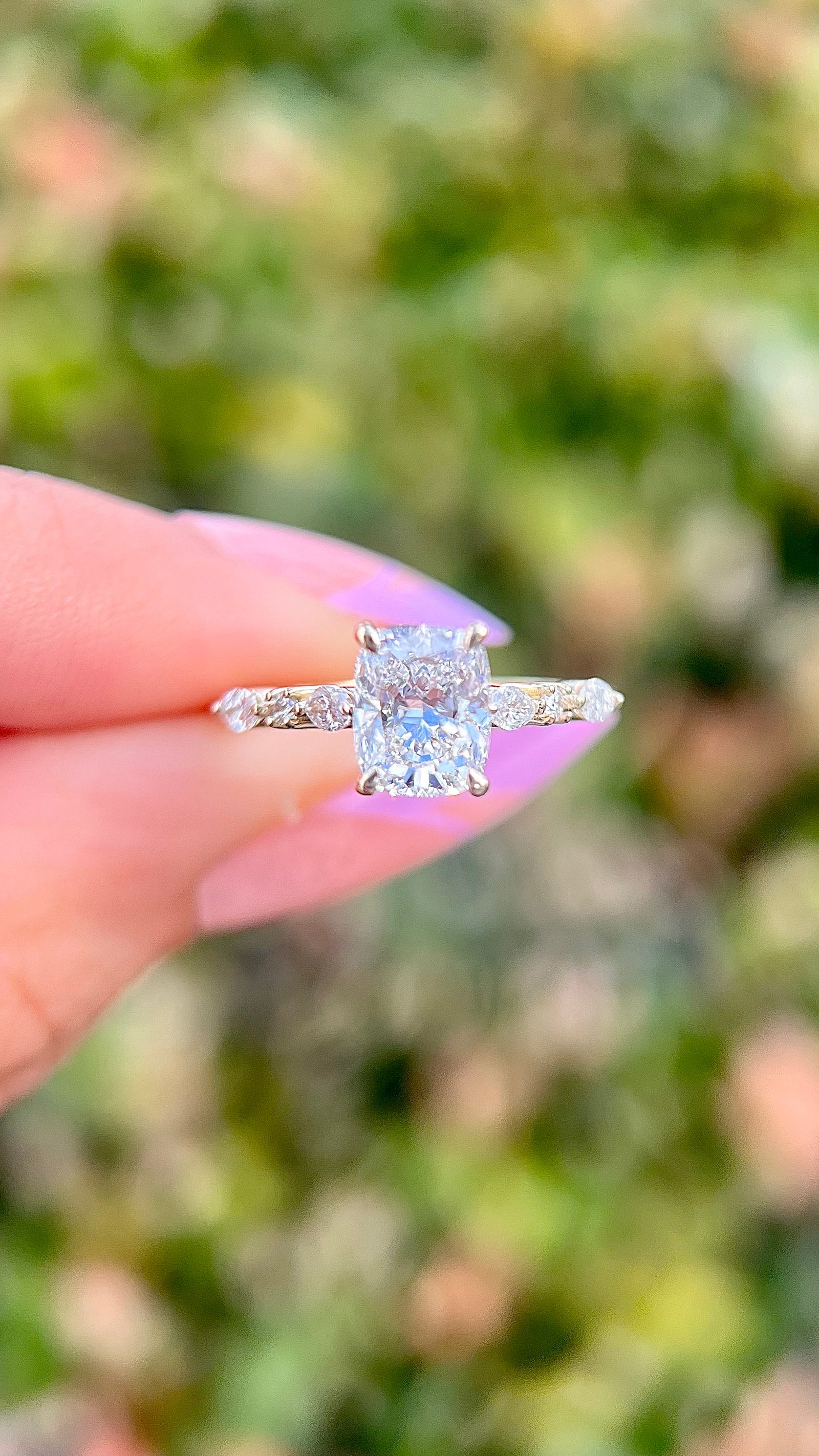 Mina 1.43ct F-VS1 Cushion Cut Lab Grown Diamond Engagement Ring 14K Gold