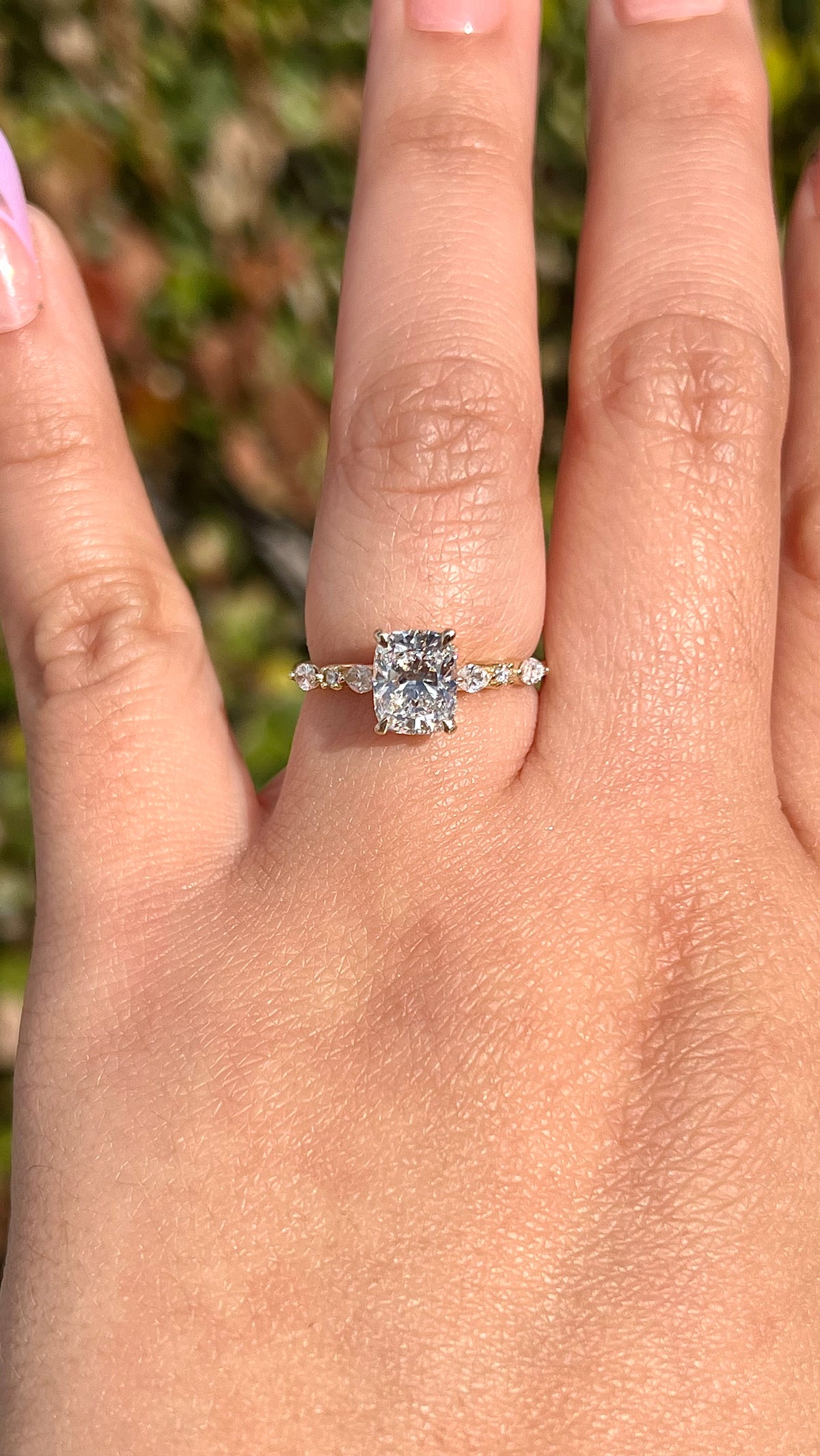 Mina 1.43ct F-VS1 Cushion Cut Lab Grown Diamond Engagement Ring 14K Gold