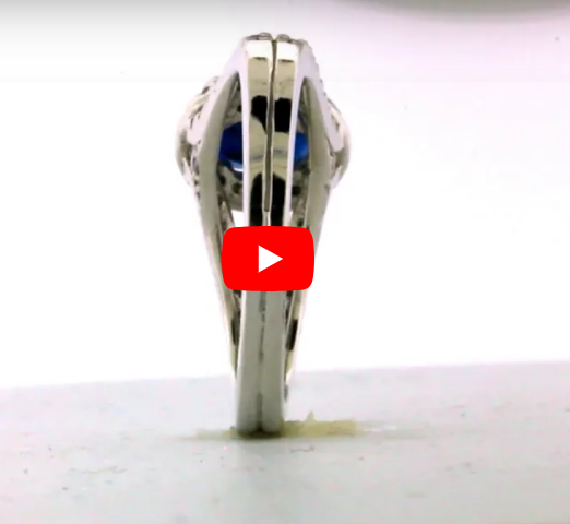 1.43 CT Oval Sapphire Diamond Ring 0.42 CT TW 14K White Gold SPR003 - NorthandSouthJewelry