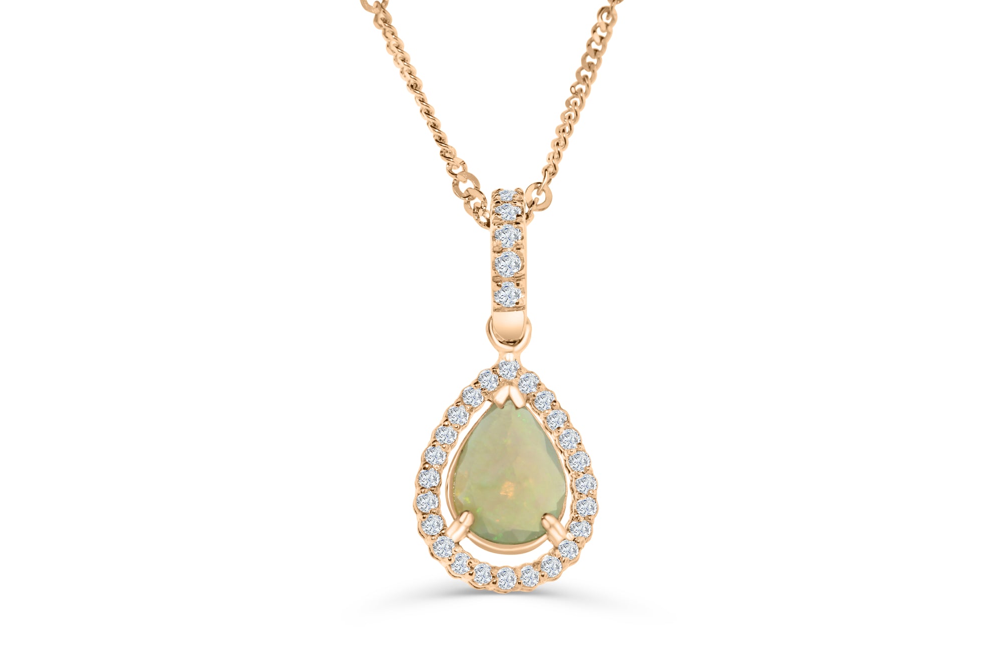 0.72 CT Pear Opal Diamond Pendant 0.25 CT TW 14K Rose Gold OPEN001 - NorthandSouthJewelry