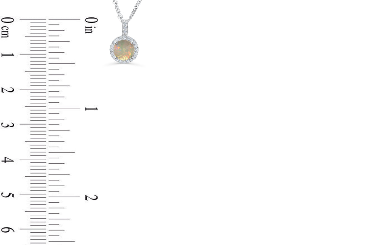 0.67 CT Opal Diamond 0.22 CT TW 14K White Gold OPEN005 - NorthandSouthJewelry