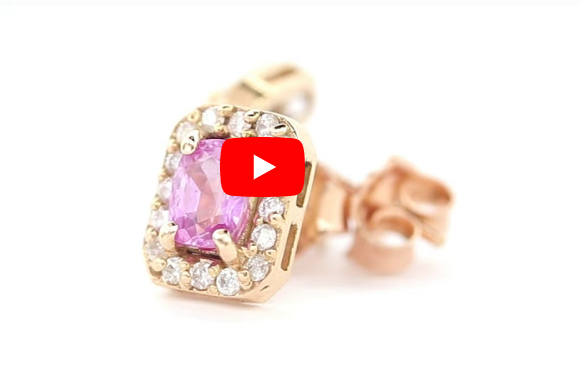 1.00 CT Oval Pink Sapphire Diamond Earring 0.27 CT TW Diamonds 14K Rose Gold PSER004 - NorthandSouthJewelry