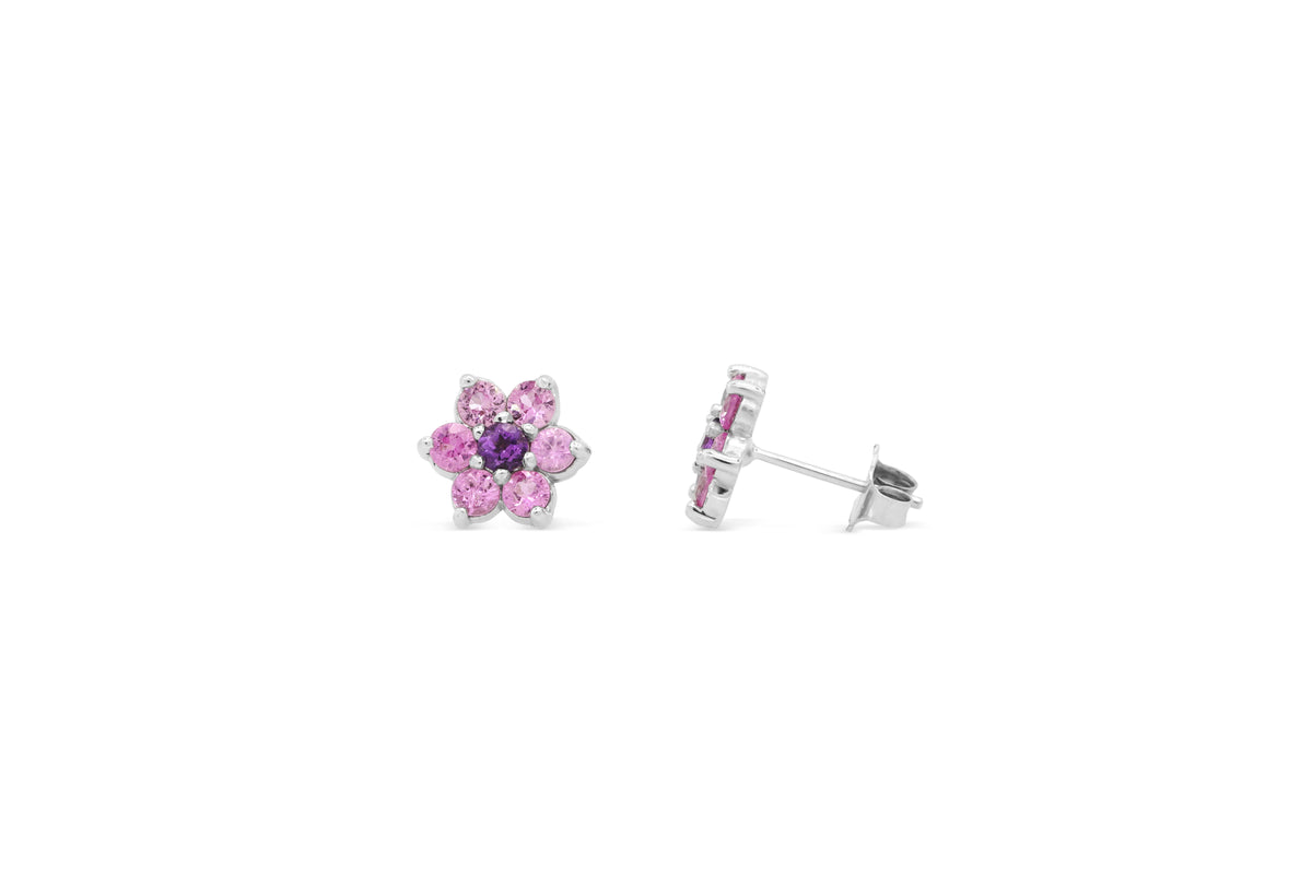 0.11 CT Amethyst Earring 1.43 CT TW Pink Sapphire 14K White Gold PSER001 - NorthandSouthJewelry