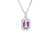 0.58 CT Halo Emerald Cut Pink Sapphire Diamond Pendant 0.20 CT TW 14K White Gold PSPEN002 - NorthandSouthJewelry