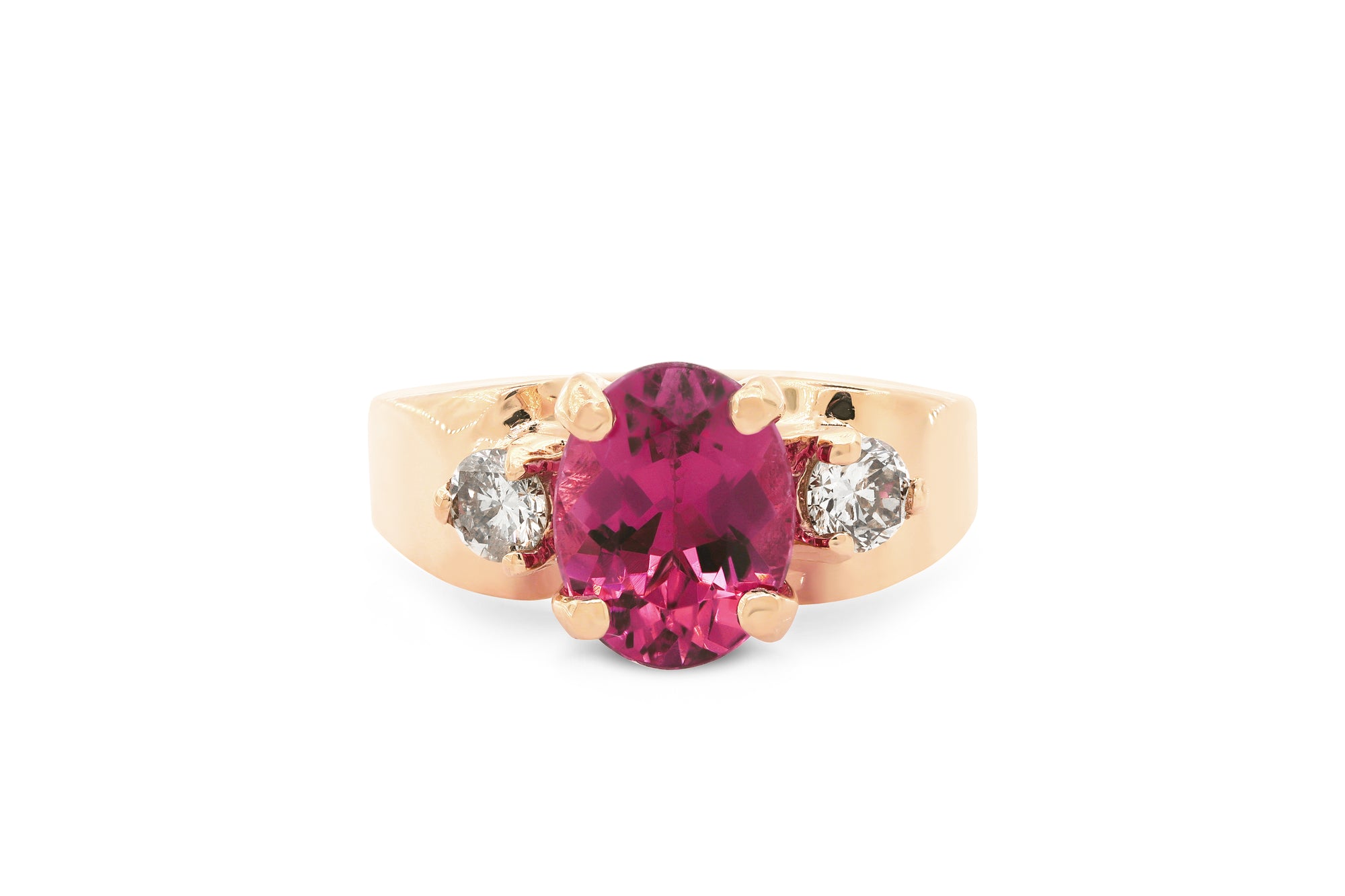 1.97 CT Oval Pink Tourmaline Diamond Ring 0.39 CT TW 14K Rose Gold PTR003 - NorthandSouthJewelry