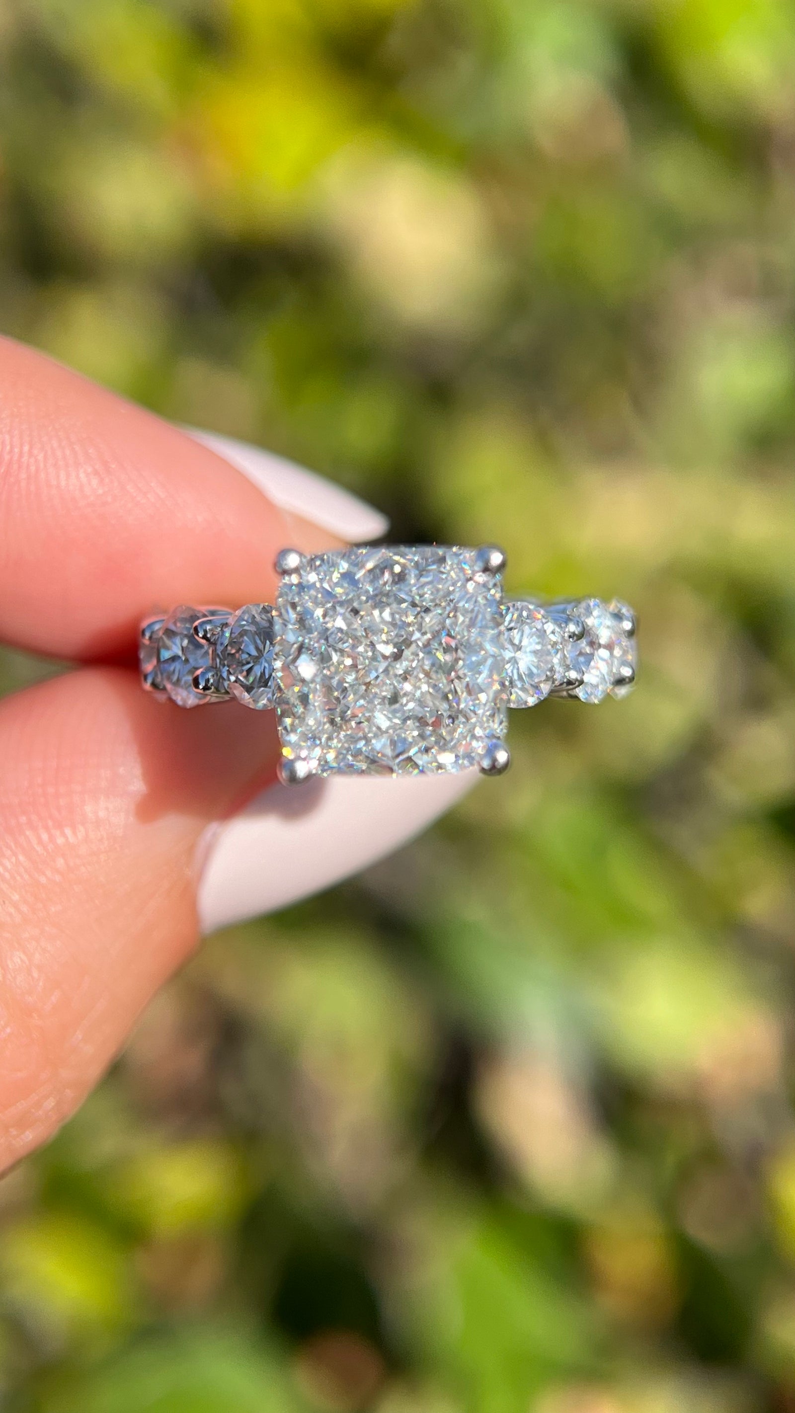 Patti 5.11ct E-VS1 Eternity Cushion Cut Lab Grown Diamond Engagement Ring 14K Gold