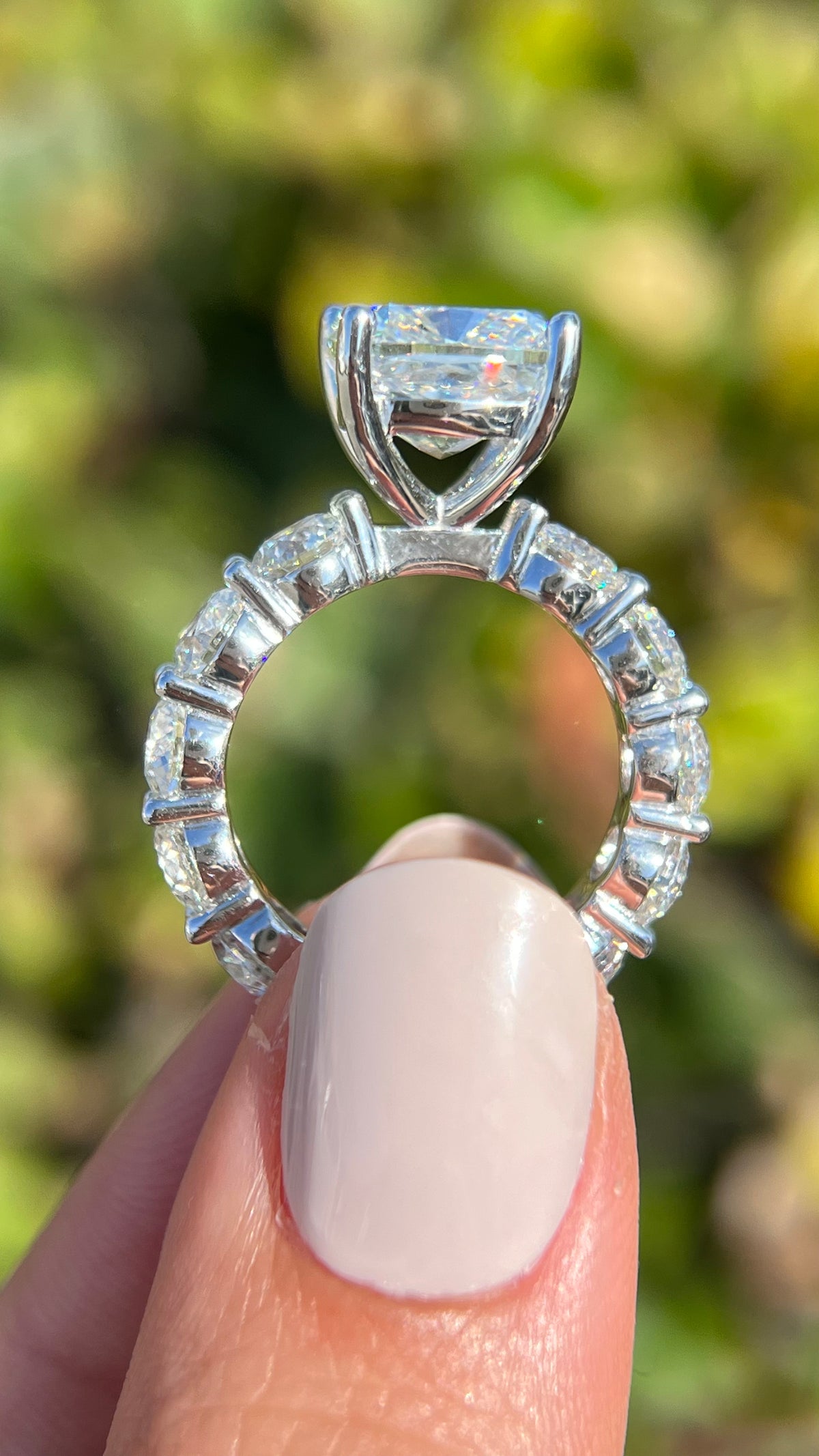 Patti 5.11ct E-VS1 Eternity Cushion Cut Lab Grown Diamond Engagement Ring 14K Gold