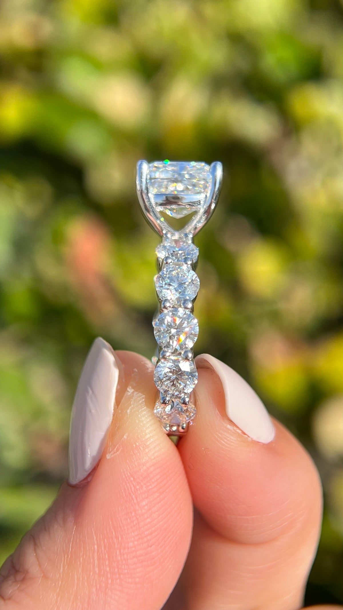 Patti 5.11ct E-VS1 Eternity Cushion Cut Lab Grown Diamond Engagement Ring 14K Gold