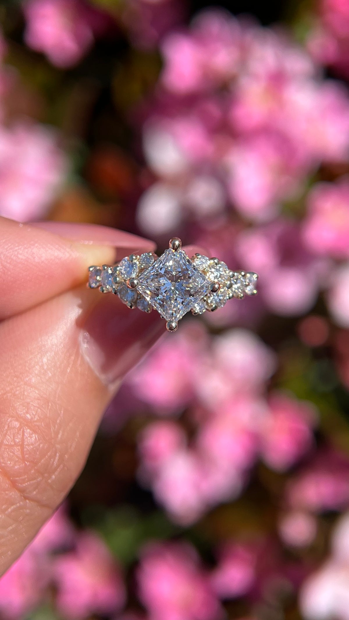 Daisy 2.57ct F-VS1 Princess Cut Lab Grown Diamond Engagement Ring 14K Gold