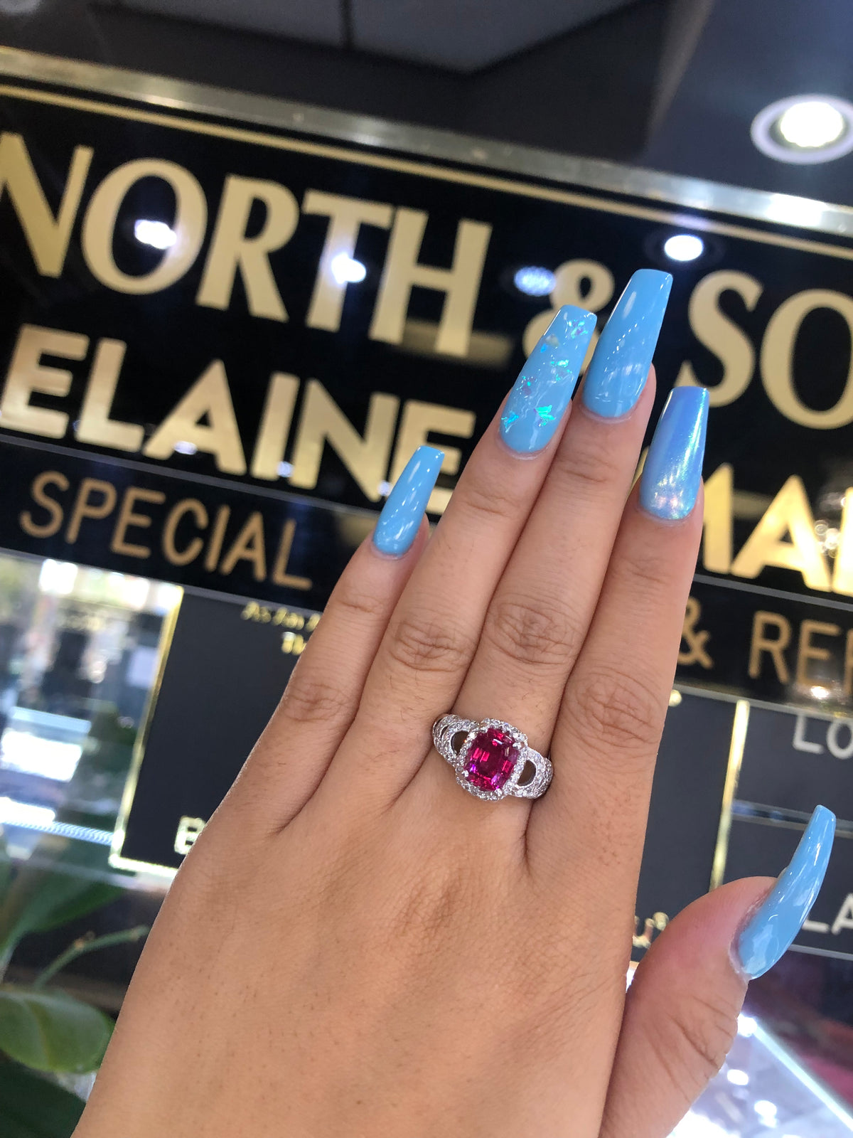 2.18 CT Emerald Pink Tourmaline Diamond Ring 0.45 CT TW 14K White Gold PTR001 - NorthandSouthJewelry