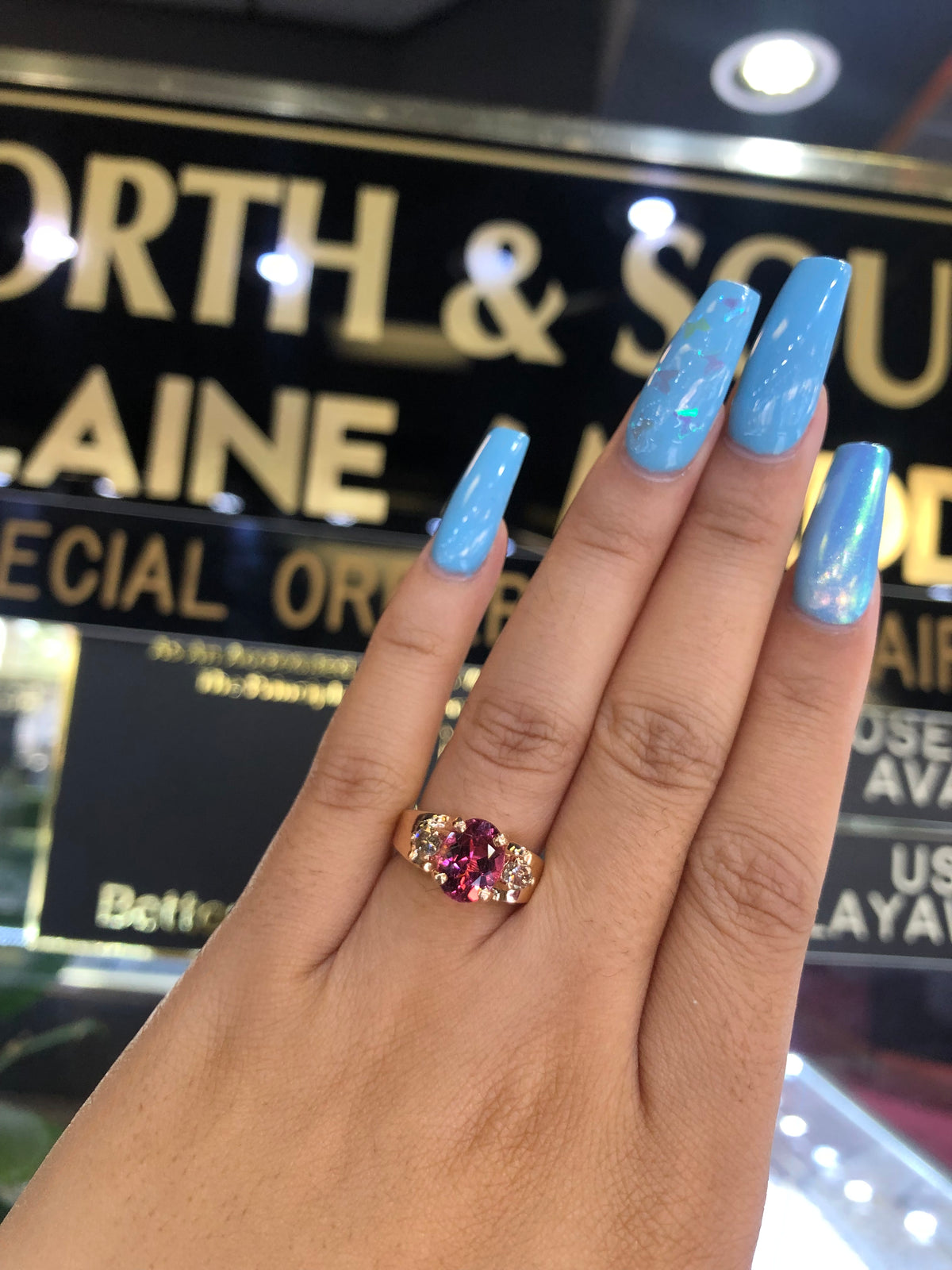 1.97 CT Oval Pink Tourmaline Diamond Ring 0.39 CT TW 14K Rose Gold PTR003 - NorthandSouthJewelry