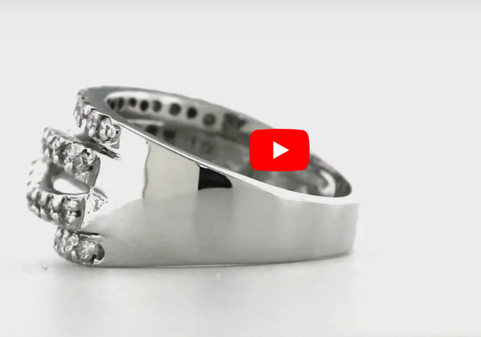 Wide Diamond Anniversary Band 0.99 ct tw Round-cut 14K White Gold BAN030 - NorthandSouthJewelry