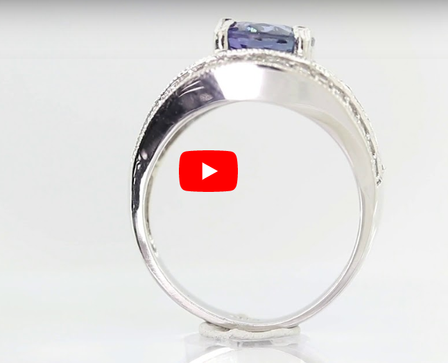 3.03 CT Oval Tanzanite Diamond Ring 0.55 CT TW 14K White Gold TZR007 - NorthandSouthJewelry