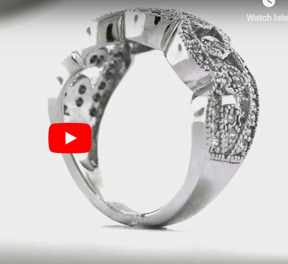 Gapped Milgrain Diamond Anniversary Band 0.48 ct tw Round-cut 14K White Gold BAN025 - NorthandSouthJewelry