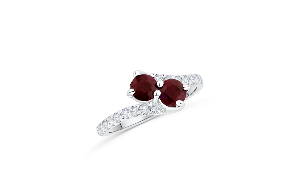 0.79 Ruby Diamond Ring 0.35 CT TW 14K White Gold RBR003 - NorthandSouthJewelry