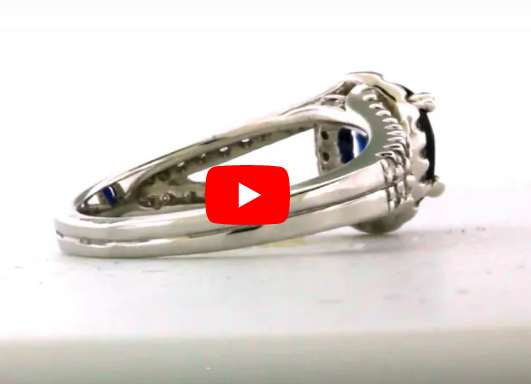 1.43 CT Oval Sapphire Diamond Ring 0.42 CT TW 14K White Gold SPR003 - NorthandSouthJewelry