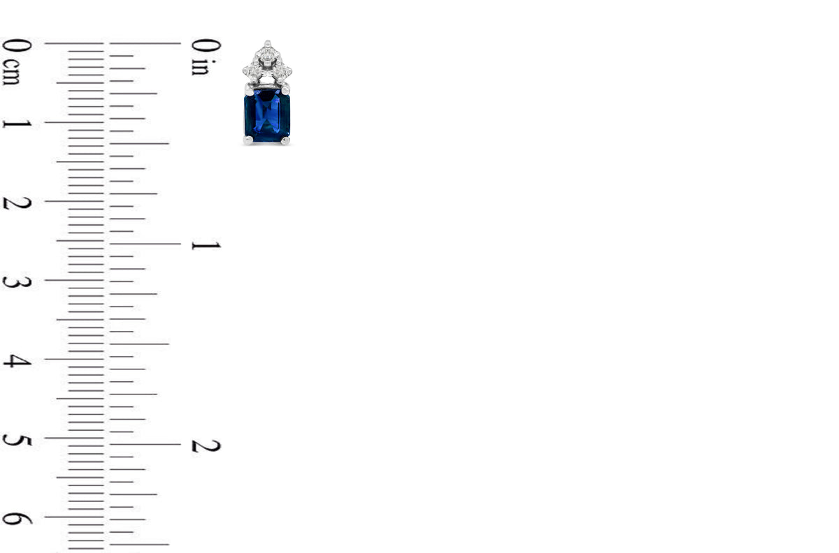 2.05 Emerald Cut Blue Sapphire Earring 0.20 CT TW Diamonds 14K White Gold SER002 - NorthandSouthJewelry