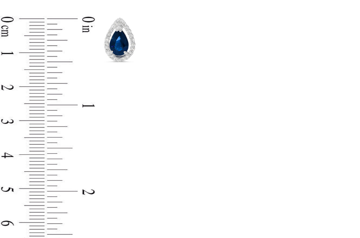 2.48 CT Pear Blue Sapphire Diamond Earring 0.37 CT TW Diamonds 14K White Gold SER003 - NorthandSouthJewelry