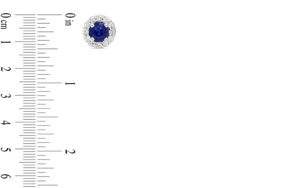 1.00 CT Ceylon Blue Sapphire Diamond Earring 0.28 CT TW 14K White Gold SER004 - NorthandSouthJewelry