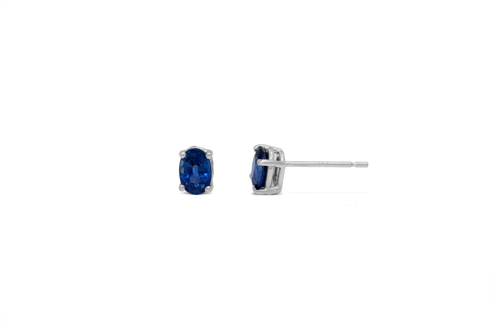1.25 CT Oval Blue Sapphire Earrings 14K White Gold SER005 - NorthandSouthJewelry