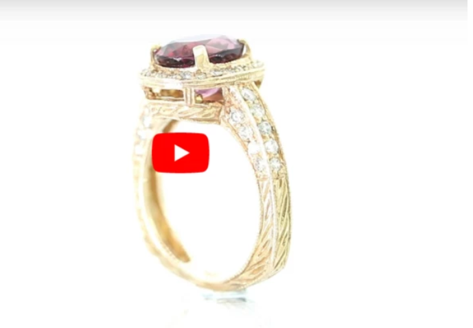 3.40 CT Oval Pink Tourmaline Diamond Ring 0.86 CT TW 14K Rose Gold PTR005 - NorthandSouthJewelry