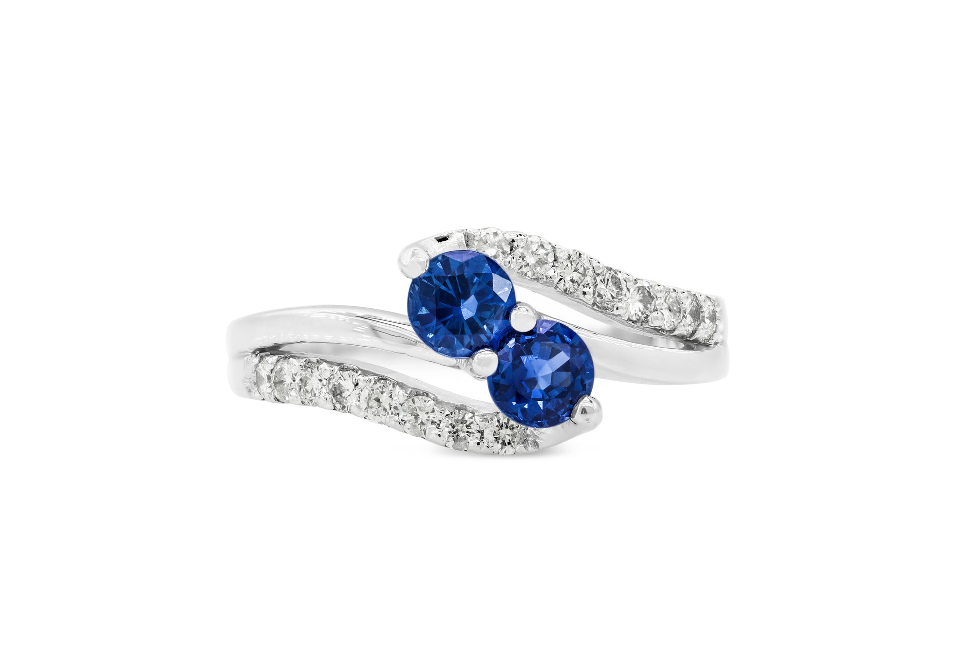 0.85 CT Sapphire Diamond Ring 0.36 CT TW 14K White Gold SPR006 - NorthandSouthJewelry