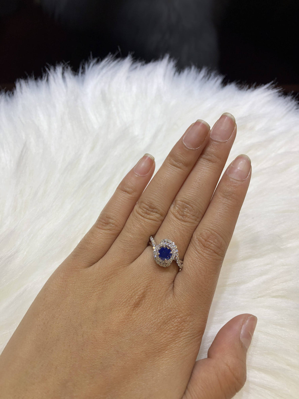 1.04 CT Sapphire Diamond Ring 0.53 CT TW 14K White Gold SPR004 - NorthandSouthJewelry