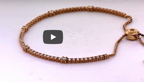 1.25 CT TW Bolo Adjustable Diamond Bracelet 14K Rose Gold DBR007 - NorthandSouthJewelry