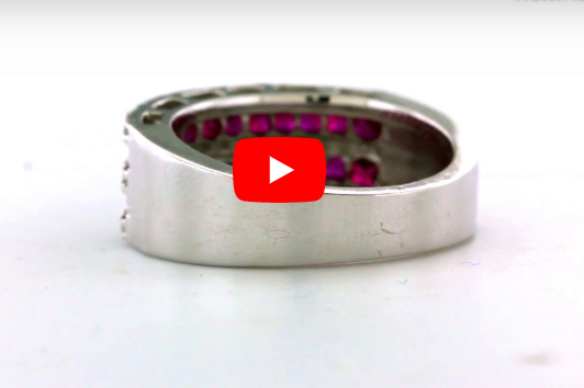 1.29 CT Princess Cut Ruby Diamond Ring 0.33 CT TW 14K White Gold RBR002 - NorthandSouthJewelry