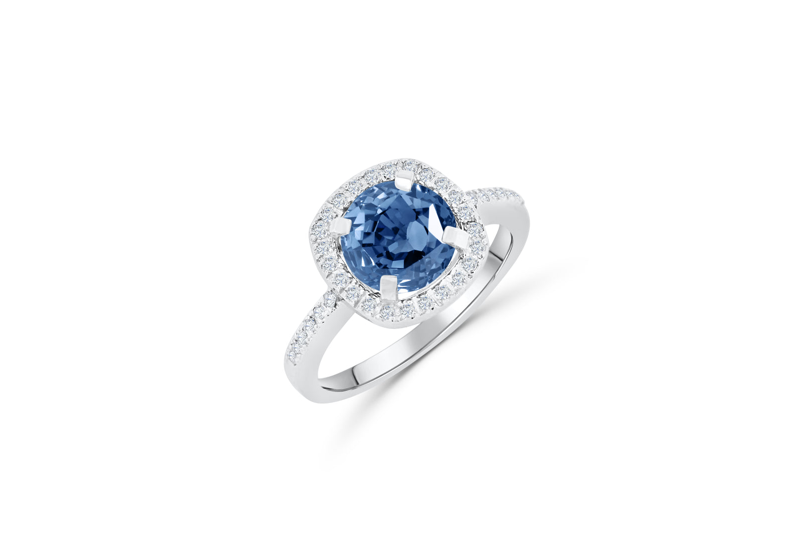 1.74 CT Round Tanzanite Diamond Ring 0.21 CT TW Diamonds 14K White Gold TZR001 - NorthandSouthJewelry