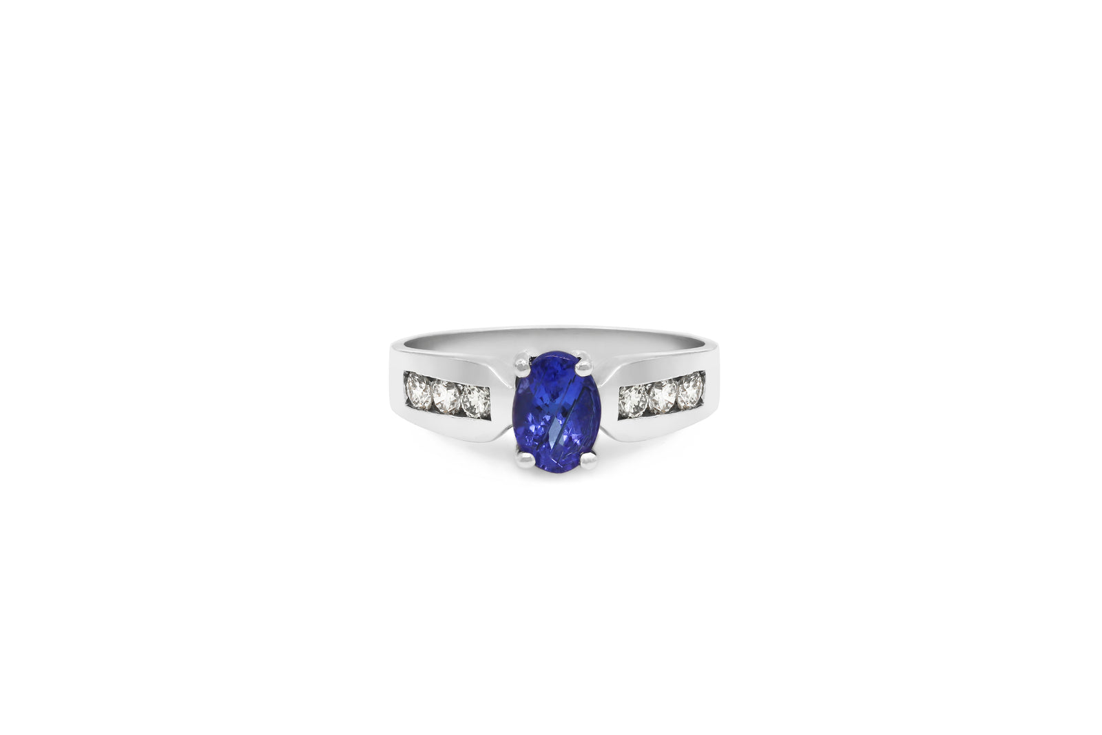 0.87 CT Tanzanite Diamond Ring 0.36 CT TW 14K White Gold TZR005 - NorthandSouthJewelry