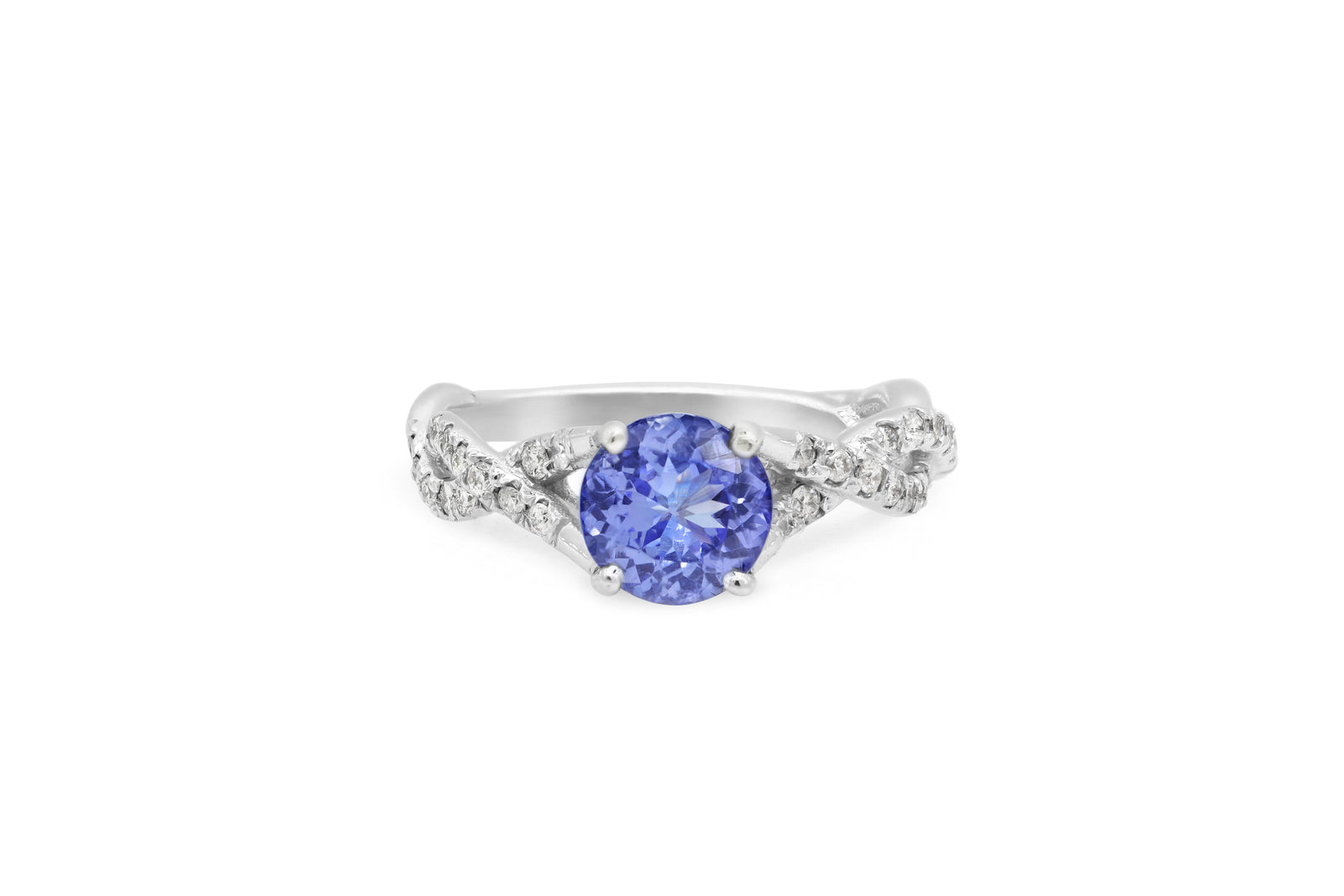 1.25 CT Tanzanite Diamond Ring 0.30 CT TW 14K White Gold TZR006 - NorthandSouthJewelry