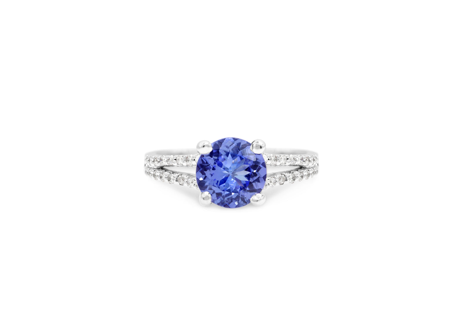 1.37 CT Tanzanite Diamond Ring 0.23 CT TW 14K White Gold TZR009 - NorthandSouthJewelry