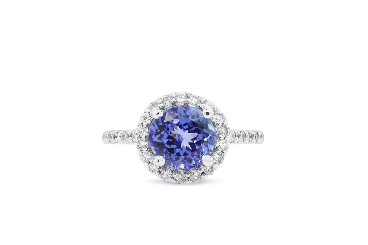 1.93 CT Tanzanite Diamond Ring 0.41 CT TW 14K White Gold TZR010 - NorthandSouthJewelry