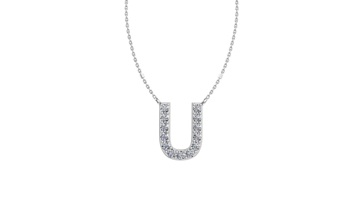 Initial U Diamond Pendant 14K Gold DIP021