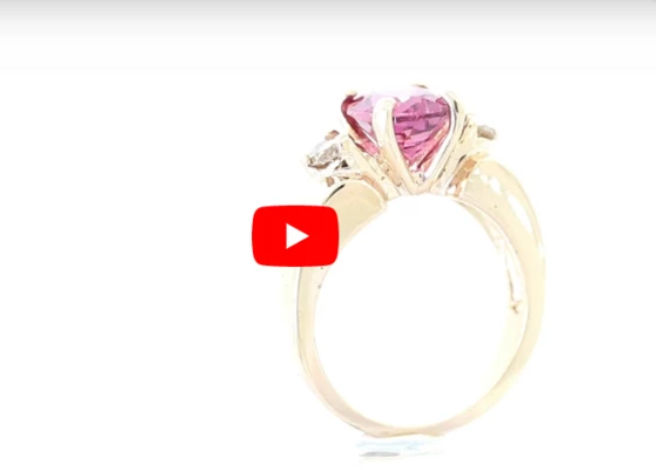 1.97 CT Oval Pink Tourmaline Diamond Ring 0.39 CT TW 14K Rose Gold PTR003 - NorthandSouthJewelry