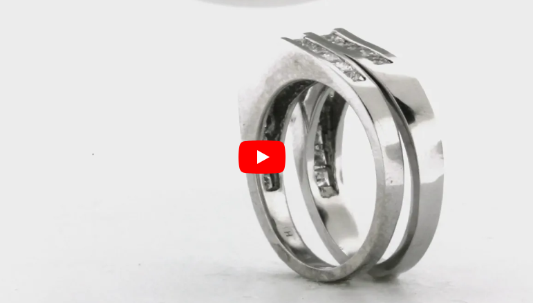 Flat Top Diamond Engagement Ring Set 2.54 ct tw 14K White Gold DENG040 - NorthandSouthJewelry