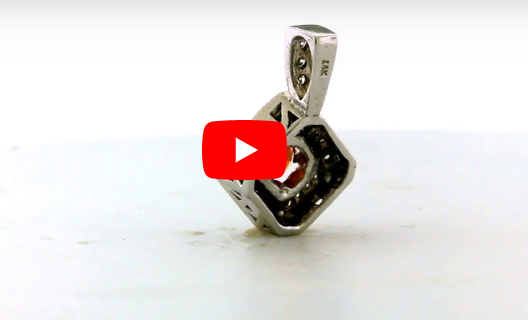 1.07 CT Pave Orange Sapphire Diamond Pendant OSPEN001 - NorthandSouthJewelry