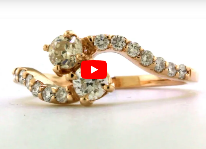 Two Stone Diamond Anniversary Band 0.76 ct tw Round-cut 14K Rose Gold BAN013 - NorthandSouthJewelry