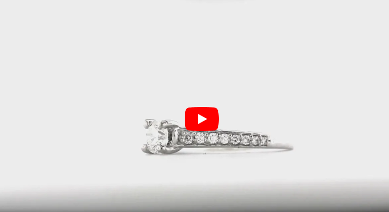 Pave Diamond Engagement Ring 1.01 ct tw 14K White Gold DENG007 - NorthandSouthJewelry